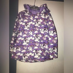 Disney Store Minnie Mouse Unicorn Packable Raincoat hooded Ears Girls Sz 5/6